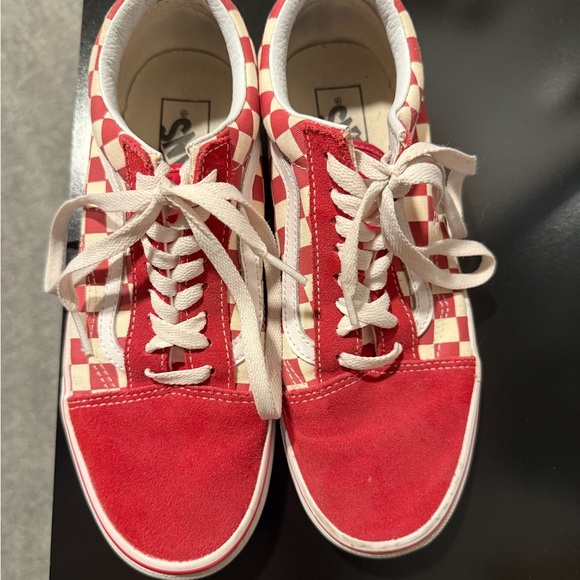 Vans Red and White Checkered Sneakers barely used. - Picture 1 of 7